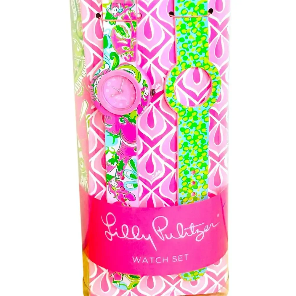 Lilly Pulitzer Colorful Watch Set Two Bands One Watch Face New Open Box - Picture 5 of 7